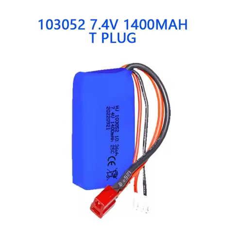 7.4V 1400mAh 2S Lipo Battery 25c 103052 Battery for Wltoys A959-B A969-B A979-B K929-B RC Car Truck 