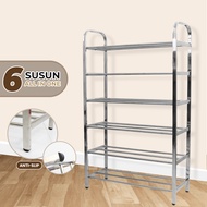 Rak Sepatu dan Sendal Stainless Steel 345 Dan 6 Susun Tempat Untuk Alas Kaki Bahan Kuat
