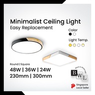 BWL LED Ceiling Lights 230/300MM 24W/36W Tri-tone Wood With Black/White Casing Modern Ceiling Nordic Bedroom Light