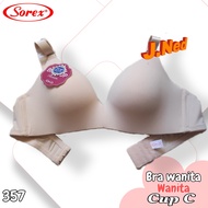 J357 (1 - 3 Pcs) Sorex Thin Foam Bra for Adult Women, Underwire Bra Cup C Size 36-42 Three Hooks