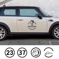 2Pcs Car Door Side Number 23 37 Bulldog Sticker Decals Decoration Accessories For MINI Cooper One S 