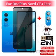 2in1 Private Tempered Glass For 1+ OnePlus Nord CE4 CE3 Lite 5G Anti-Spy Screen Protector 9H Full Co