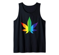 Marijuana Rainbow Gay Flag Bud Weed Leaf Shirt Art Gay Pride Tank Top