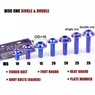 RTAMO | M6X10-25L 1.0P Gr5 Titanium Bolt CNC Disc type fit fender/foot board/heat guard bolt