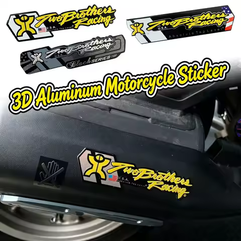 2PCS Motorcycle Stickers for Two Brothers Racing Aluminium Alloy Heat-resistant Moto Motocross Scoot