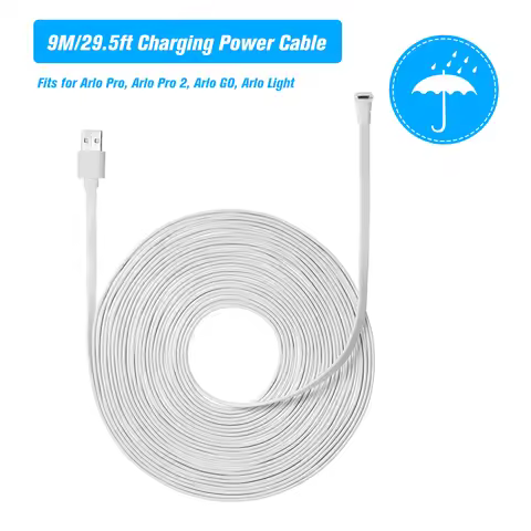 2M/6M/9M Charging Power Cable Fits for Arlo Pro/Arlo Pro 2/Arlo GO/Arlo Light Weatherproof Cable Alu