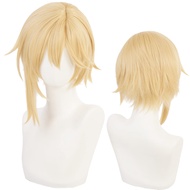 Yellow Cosplay Wig for Anime Ensemble Stars Nito Nazuna with Short Curly Heat Resistant Fiber Synthe