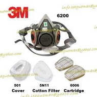 3M 6200 - 7 Pieces Set Including 3M 6006 Multi Acid Gas/ Organic Vapor Cartridge, 3M 5N11 N95 Filter