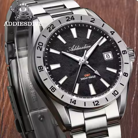 ADDIESDIVE GMT Quartz Watches AD2548 Sapphire Glass BGW9 Luminous reloj hombre 200m Waterproof Swiss