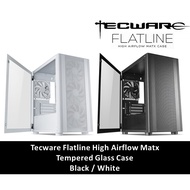 Tecware Flatline TG MATX PC Casing Case - BLACK / WHITE