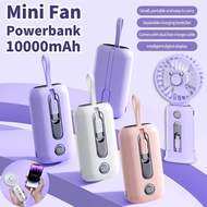 Portable Rechargeable Fan 20000mAh PowerBank With 2 Cables Long Life 2 in 1 Digital Display Mini Fan