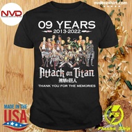 09 Years 2022-2022 Attack On Titan Signature Thank You T-Shirt Cotton