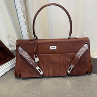 [Fishwater Boutique] High-Quality Imported Togo Leather Tassel Handbag Long Handle Underarm Bag