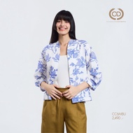 C&D Womans Jacket Blue Flower stitch แจ็คเก็ตผู้หญิง ทรงหลวม คอปีน สีน้ำเงิน CC6MBU