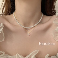 necklace Pearl necklace Double layered pearl necklace for women light luxury fashionable temperament