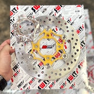 จานเบรคSwitแท้ หมุดเลส ขนาด 220 มิล พร้อมสเปเซอร์รองจาน แถมฟรี น็อตเลส 8 ตัว ครบชุด ใส่เวฟ125เก่าr-s