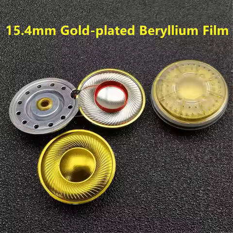 1 Pair 15.4mm Gold-plated Beryllium Flat Head Earbuds Speaker unit Bass Sound Quality 32ohm Drive DI