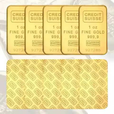 1~20Pcs Credit Suisse 1Oz Bullion Bars Iron Gold Plated Coins With Different Serial Numbers