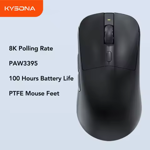 KYSONA M617 Bluetooth Gaming Mouse PAW3395 2.4G 8k Wireless E-sports Mice Rechargeable 59g Lightweig