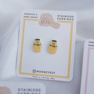 Korean Banana Strawberry Milk Handmade Stainless Earrings