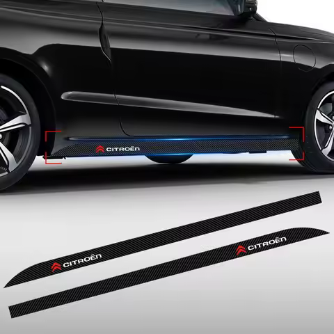 2pcs Car Door Side Skirt Car Body Decal Carbon Fiber Sticker For Citroen C1 C3 C4 2CV VTS Picasso Cr