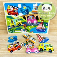 Coolbi Kids Baby Learning Toy Wooden Puzzle Toy Cars and city