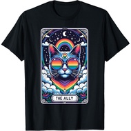 Funny Ally Cat Tarot Card Pride Sunglasses Gay Pride T-Shirt