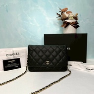 【CHANEL WOC 黑金荔枝牛鏈帶包
