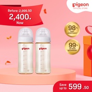 Pigeon Official - Wide Neck PPSU Feeding Bottle 330ml 2pcs for 6+ Mos Anti Colic No Nipple Confusion