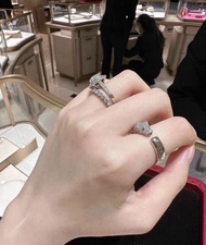 Cartier 卡地亞 白金滿磚 豹戒指
