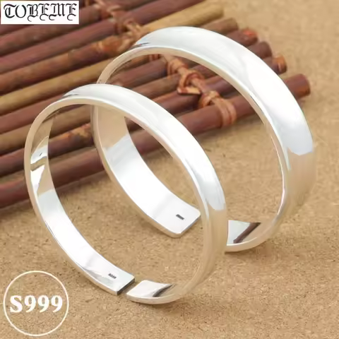 Simple Style! Handcrafted 999 Silver Bangle Tibetan Pure Silver Cuff Bracelet Real Pure Siver Lover'