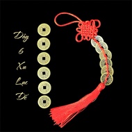 Hanging Rope with 6 Six Emperor Coins, 5 Five Emperor Coins - Wealth Trick, Fortune Gathering - Feng