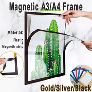Magnetic Photo A3/A4Frame Diamond Art Frame Pvc Black Painting Pictures Certificates Display Frame