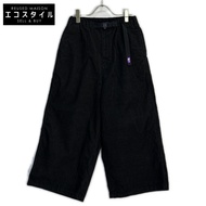 The North Face 紫標黑色燈芯絨褲，寬版，S碼 [二手]