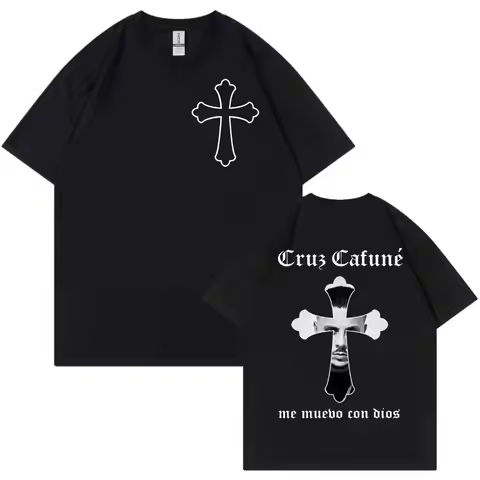 Rapper Cruz Cafune Double Sided Print T-shirt Men Women Fashion Hip Hop Short Sleeve T Shirts Summer