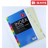 A4 Uni Colour Index Divider Paper / File Filing Separator 1-31