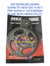 GEAR GIR DEPAN BELAKANG 428 14 40 T SUPRA FIT NEW KARISMA SUPRA X 125 BLADE REVO ABSOLUTE FIT