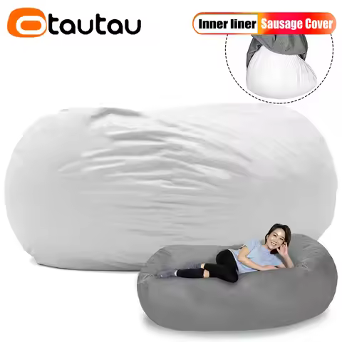 OTAUTAU 4/5/6/7ft Sausage Mesh Insert Inner Liner Cover Beanbag Sofa Bed Giant Circular Column Chais