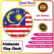 MALAYSIA FLAG WALL CLOCK/ Bendera Malaysia Jam Dinding Viral/Print Full Color/Trending Clock/Jam Mur
