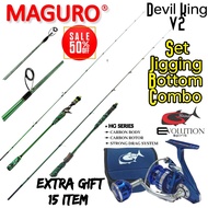 Set Jigging Rod Maguro Devil King V2 + Reel G-Tech Evolution Spirit + Extra 15 item Gift Away