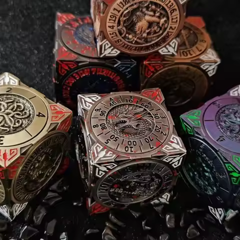 7-in-1 Rotating Metal D6 Dice – Polyhedral RPG Dice For DND Dungeoned Dragons Board Game Set Running