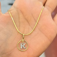 K Letter Pendant Swiss Diamond (Premium Grade CZ) Real Gold Weight: 1.5 Grams Letters In The Frame N
