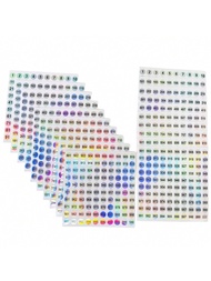 20 Sheets Number 1-100 1-1000 Waterproof Reflective Laser Number Stickers, Round Self Adhesive Stick