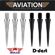 BULL'S CONVERSION POINT - 30mm Black/Silver Aviation Conversion Dart Points 3pcs/Pack (2BA)