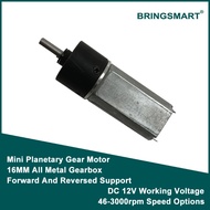 Bringsmart DC Motor Full Metal Gear SR16-050 Miniature DC Planetary Gear Motor 16MM Gear Motor Low S