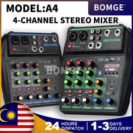Bomge A4 4-Channel Stereo Mixer dengan Bluetooth 5.0 USB/AUX/XLR input 12-Band EQ laras sokongan Mul