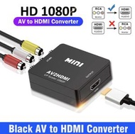 黑色 AV 轉 HDMI 高清視頻轉換器 AV2 HDMI 轉接線 1080P 轉換器