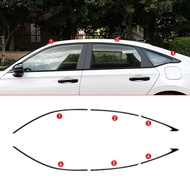 แผ่นไททาเนียมสีดำแต่งประตูรถสำหรับ Honda CIVIC FE 2022 2023 2024แผ่นติดกระจกหน้าต่างตรงกลางเสาเหล็กส