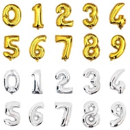 Number Configuration Foil Balloon 16-inches Gold Silver 0-9