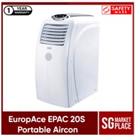 EuropAce EPAC 20S Portable Aircon. 20,000 BTU. Powerful Rotary Compressor. Water Auto Evaporate. Safety Mark Approved. 1 Year Warranty.